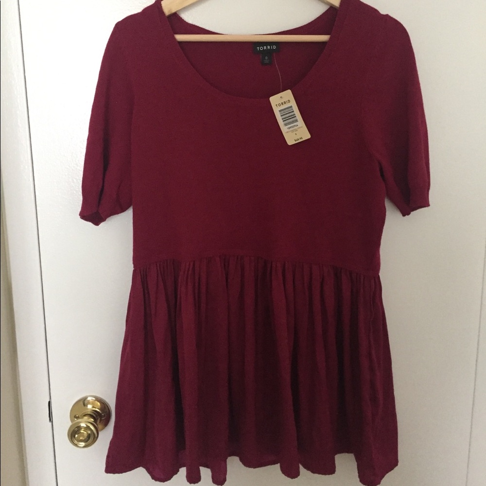 Torrid Red Babydoll Top (Size 0/ US 12)